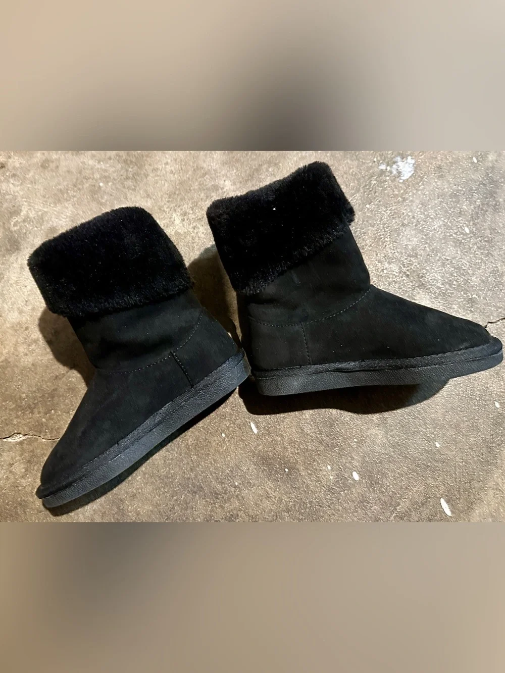 Black Suede Cozy Pom Pom Ankle Boots